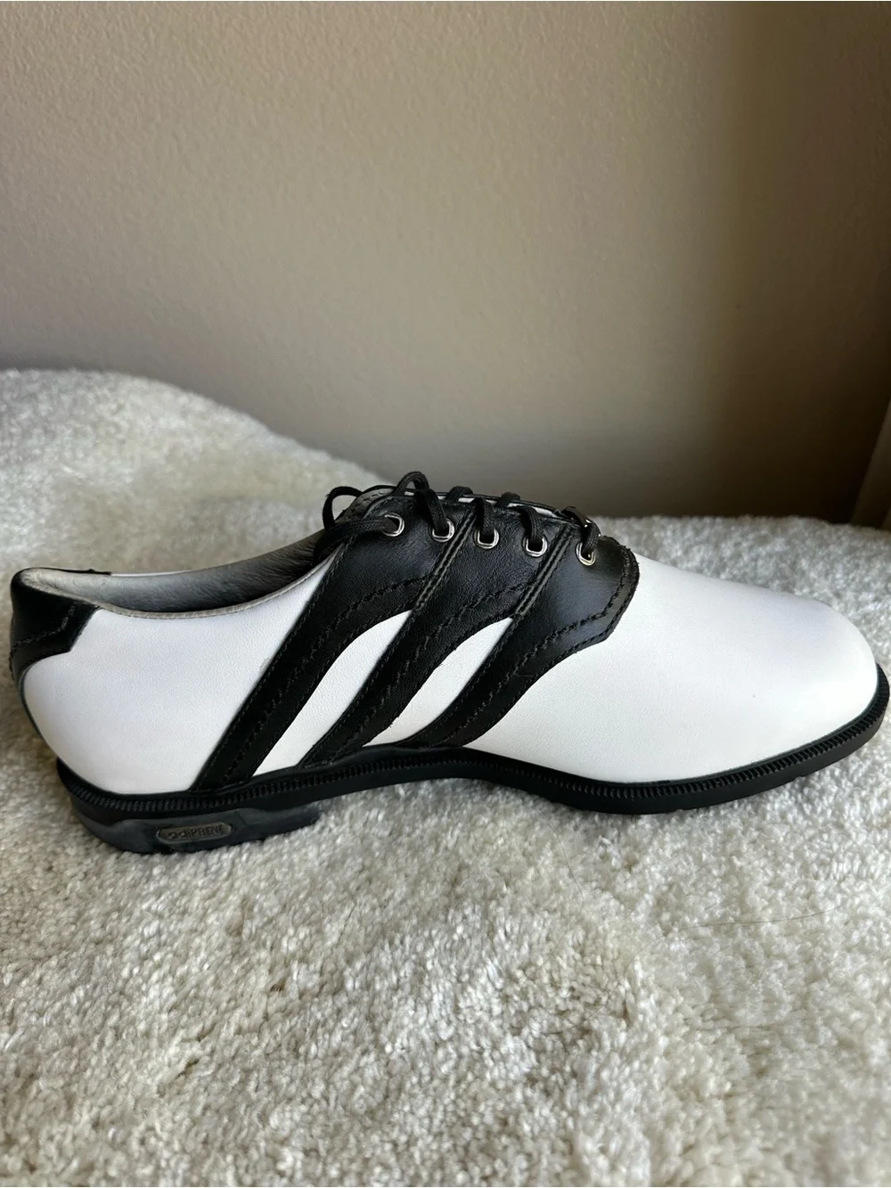 Vintage Adidas Z-Traxion Leather Golf Shoes Men's Size 9 White Black 118839